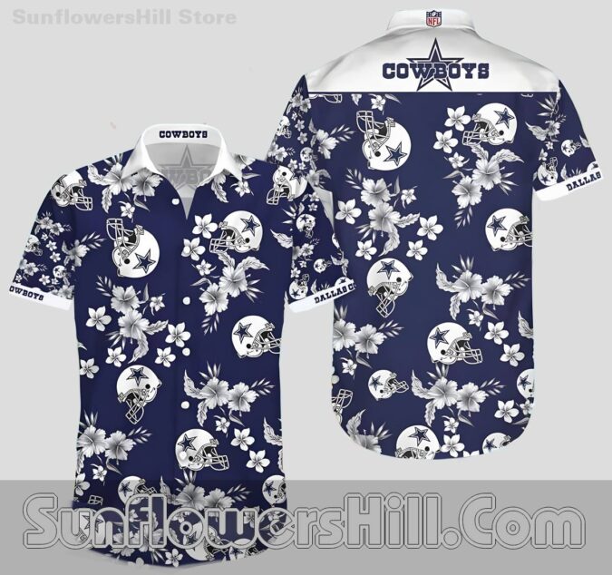 Women's Dallas Cowboys Floral Pattern Hawaiian Shirt for Relaxed Fit