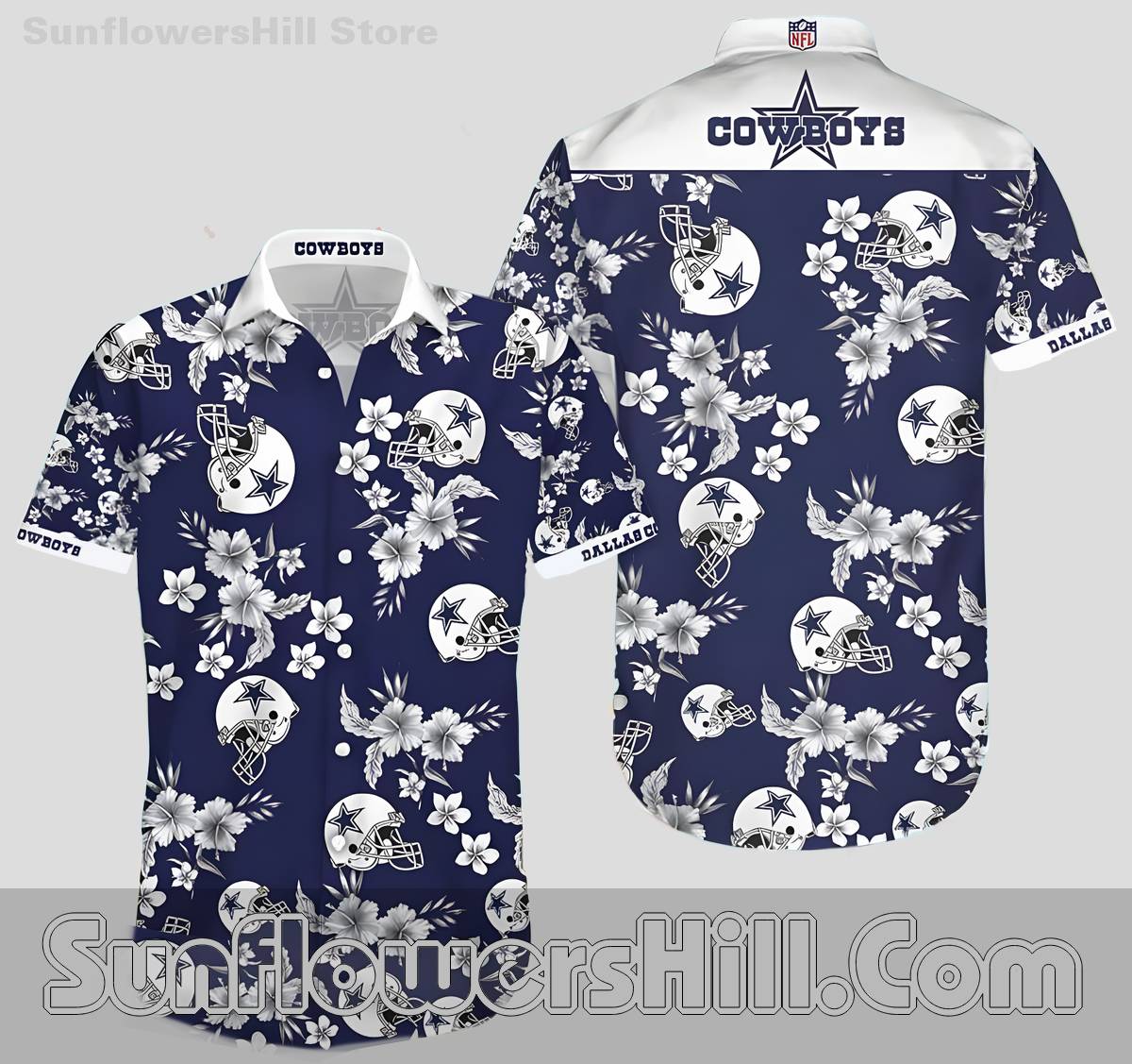 Women's Dallas Cowboys Floral Pattern Hawaiian Shirt for Relaxed Fit