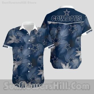 Women's Dallas Cowboys Palm Leaf Hawaiian Shirt, Trendy Vacation Outfit for Florida Fans