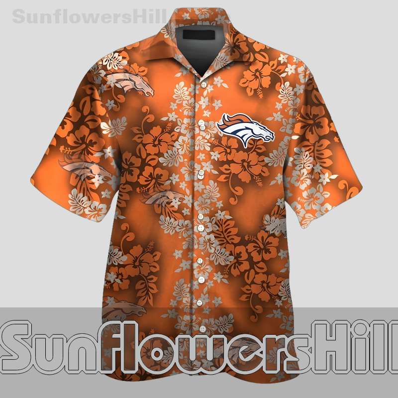 Denver Broncos All Over Floral Print Short Sleeve Shirt for Football Lovers