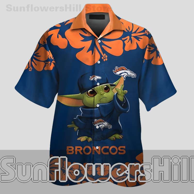 Denver Broncos Baby Yoda Unisex Button Down Shirt for Tailgate and Vacation