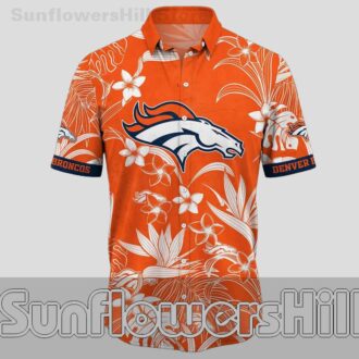 Denver Broncos Bold Floral Print Relaxed Fit Hawaiian Shirt for Tailgating