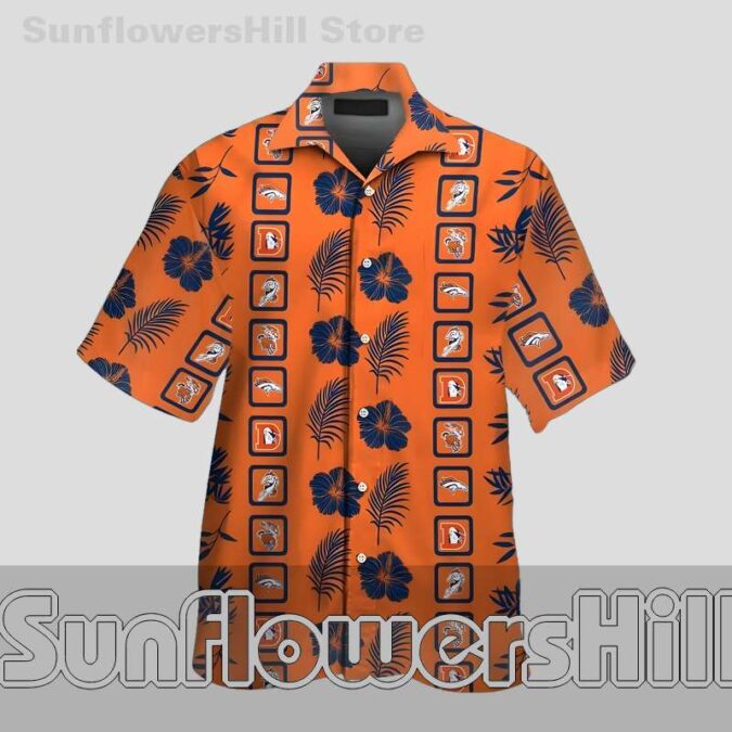 Denver Broncos Bold Orange Aloha Short Sleeve Shirt for Vacations and BBQs