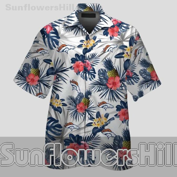 Denver Broncos Bright Floral Short Sleeve Hawaiian Shirt for Dad and Husband Gifts