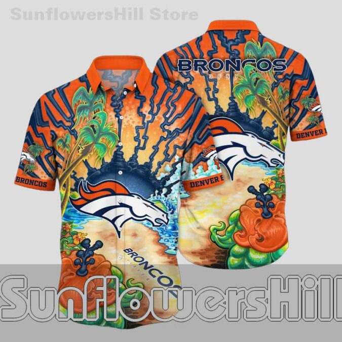 Denver Broncos Bright Island Casual Hawaiian Shirt for Vacation and Fans