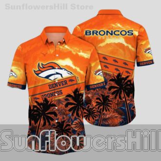 Denver Broncos Bright Sunset Casual Hawaiian Shirt for Summer Parties