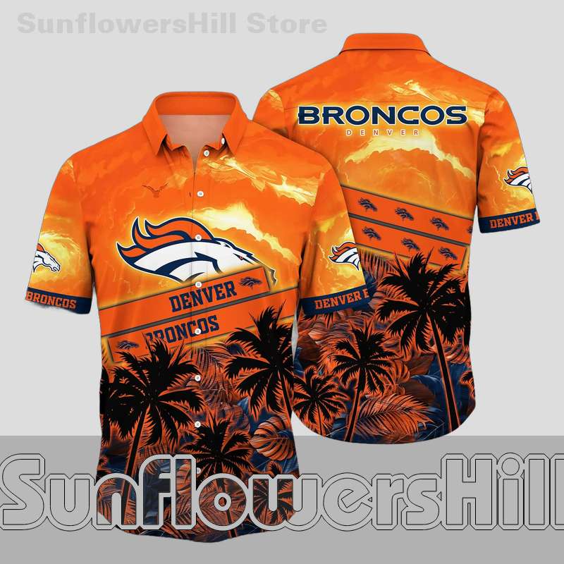 Denver Broncos Bright Sunset Casual Hawaiian Shirt for Summer Parties