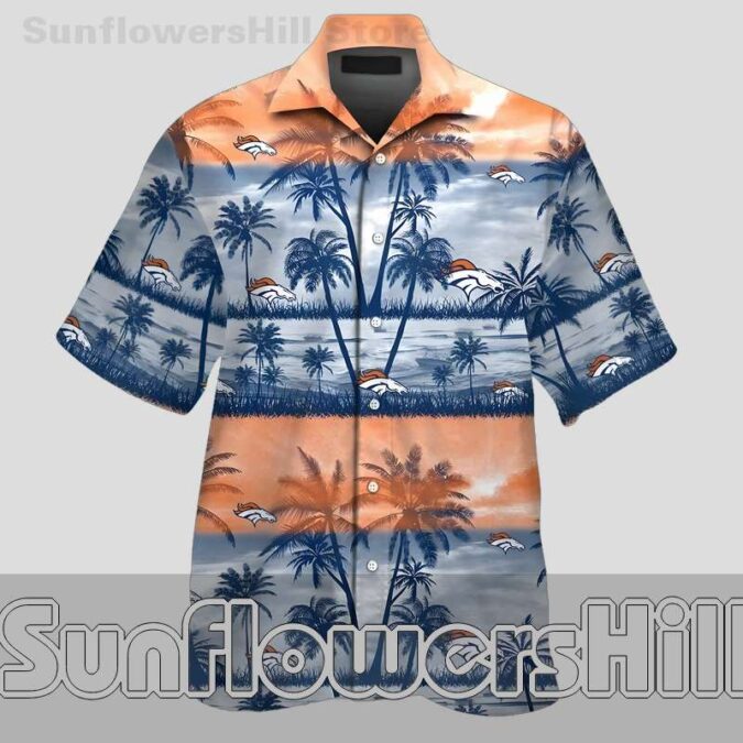 Denver Broncos Coastal Sunset Casual Short Sleeve Shirt for Football Lovers