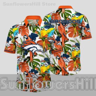 Denver Broncos Colorful Parrot Short Sleeve Hawaiian Shirt for Fans and Dads