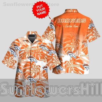 Denver Broncos Custom Name Monstera Print Casual Shirt for Game Day