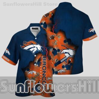 Denver Broncos Navy Orange Relaxed Fit Button Down Shirt for Game Day Fans
