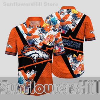 Denver Broncos Orange Fruit Print Casual Hawaiian Shirt for Father’s Day Gift