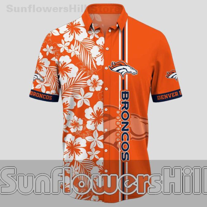 Denver Broncos Orange Hibiscus Floral Hawaiian Shirt for Game Day Fans