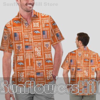 Denver Broncos Orange Patchwork Hawaiian Shirt for Summer Game Day Fans