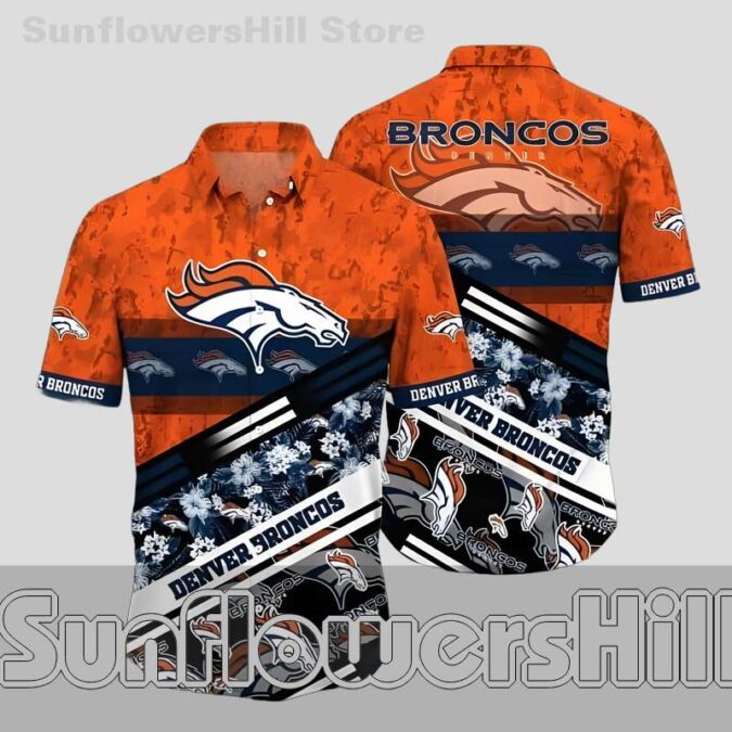 Denver Broncos Orange Split Panel Hawaiian Shirt for Game Day Fans