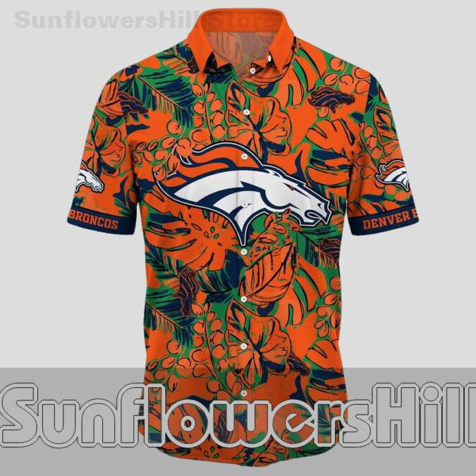 Denver Broncos Palm Leaf Unisex Hawaiian Shirt for Vacation and Everyday Wear