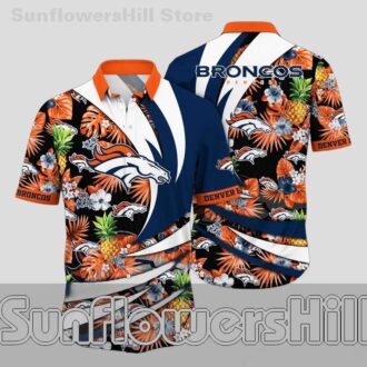 Denver Broncos Pineapple Print Hawaiian Shirt for Summer Beach Trips