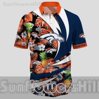 Denver Broncos Pineapple Print Hawaiian Shirt for Summer Beach Trips