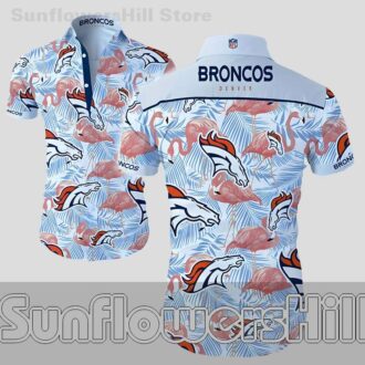 Denver Broncos Pink Flamingo Casual Hawaiian Shirt for Holiday Getaways