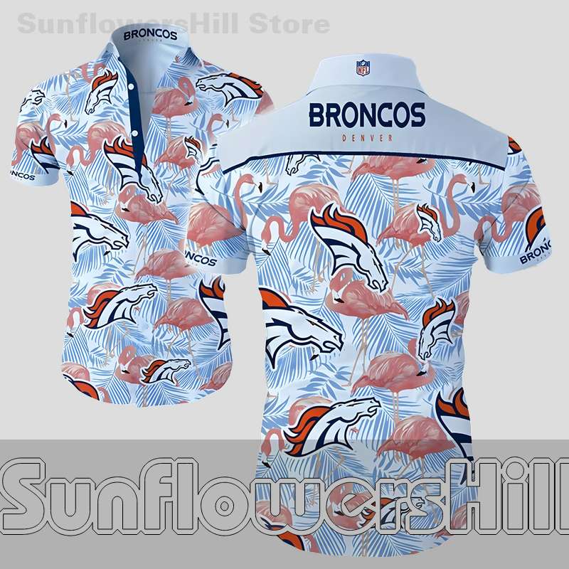 Denver Broncos Pink Flamingo Casual Hawaiian Shirt for Holiday Getaways