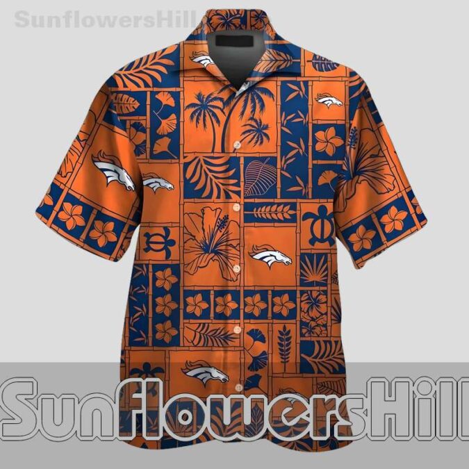 Denver Broncos Retro Floral Ocean Turtle Print Hawaiian Shirt for Summer Trips