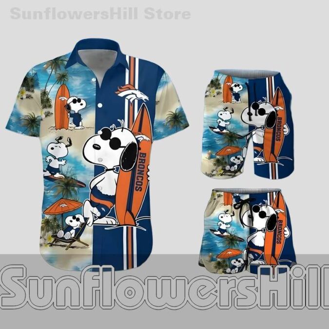 Denver Broncos Snoopy Surfboard Hawaiian Shirt for Beach Trip Fans