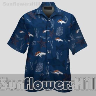 Denver Broncos Starfish Navy Hawaiian Shirt for Beach Trips and Game Day