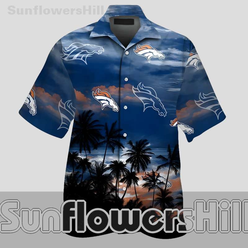 Denver Broncos Tropical Night Short Sleeve Casual Shirt for Game Day