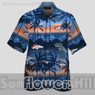 Denver Broncos Tropical Night Sky Short Sleeve Shirt for Vacation Wear