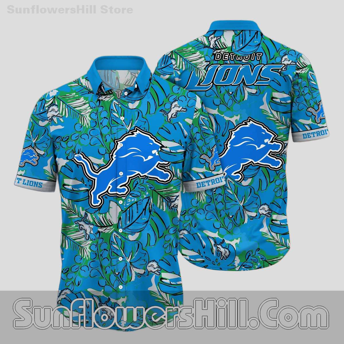 Detroit Lions Green Foliage Aloha Shirt for Fans and Family Gatherings