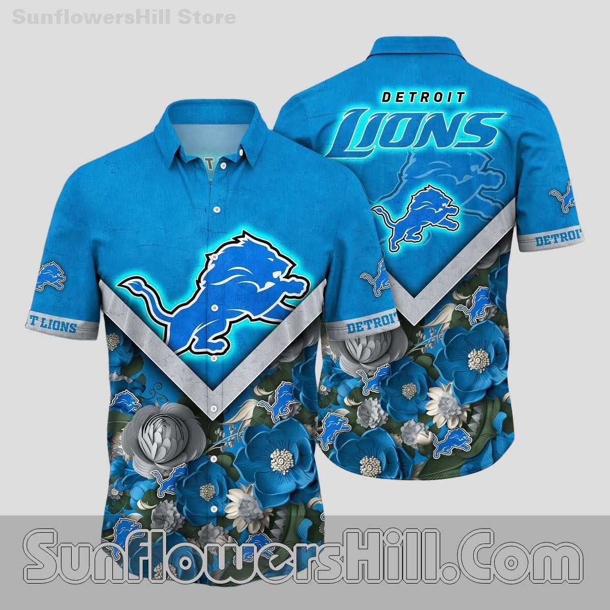 Detroit Lions Honolulu Blue Aloha Shirt for Casual Wear and Game Day