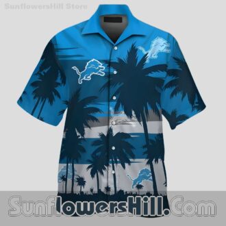 Detroit Lions Ocean Stripe Short Sleeve Hawaiian Shirt for Summer BBQs