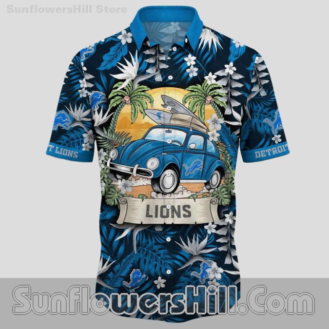 Detroit Lions Retro Ride Short Sleeve Shirt for Vacation and Fans