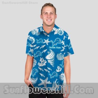 Detroit Lions Starfish Aloha Button Up Shirt for Beach Trips and Vacations