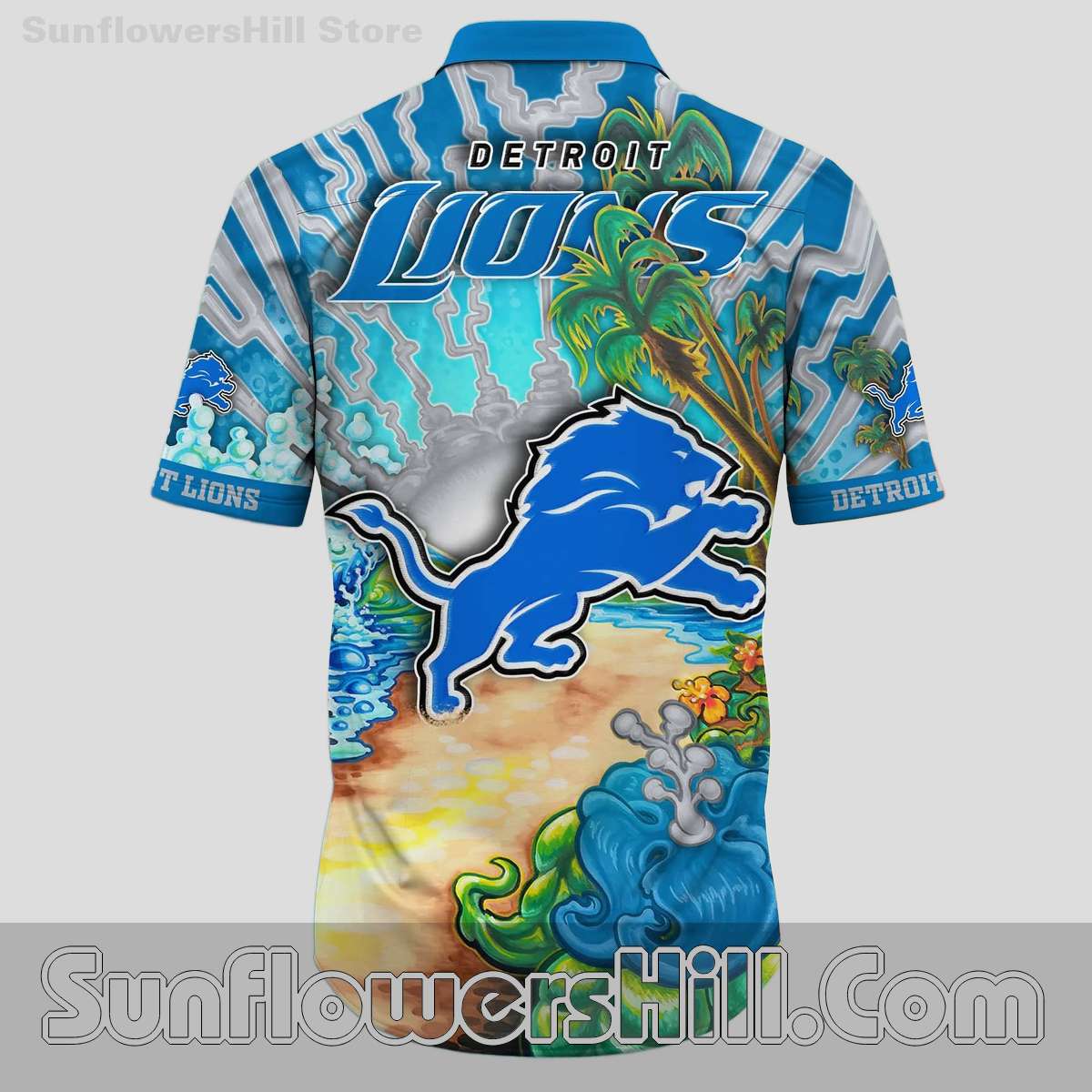 Detroit Lions Tropical Sunset Aloha Shirt for Barbecue and Holiday Fun