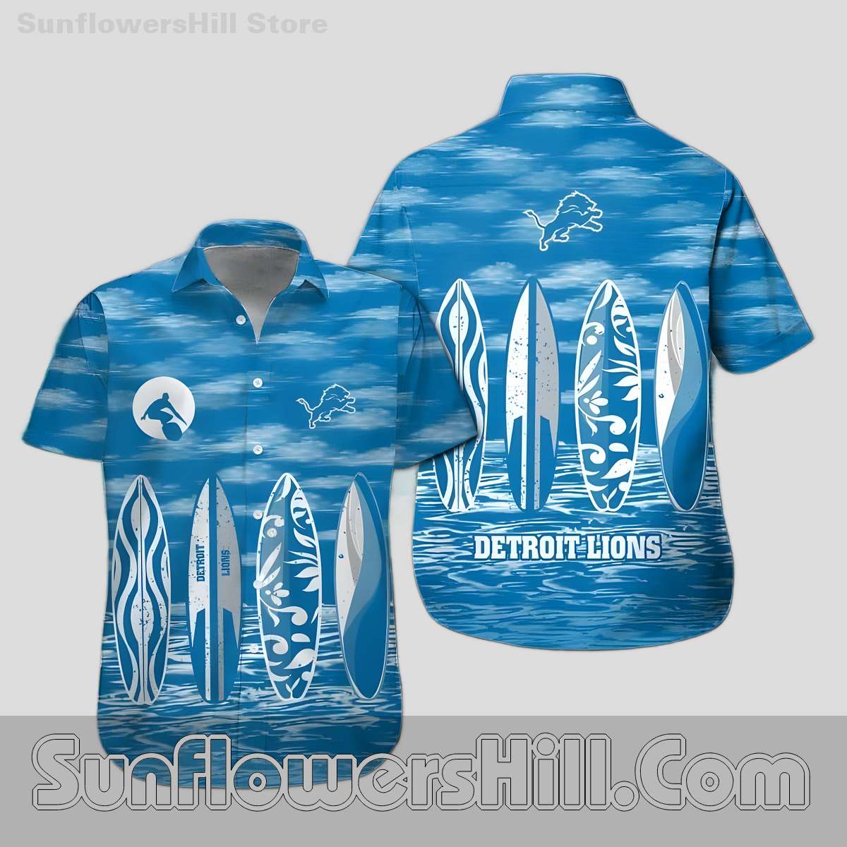 Detroit Lions Tropical Surf Short Sleeve Hawaiian Shirt for BBQs and Parties